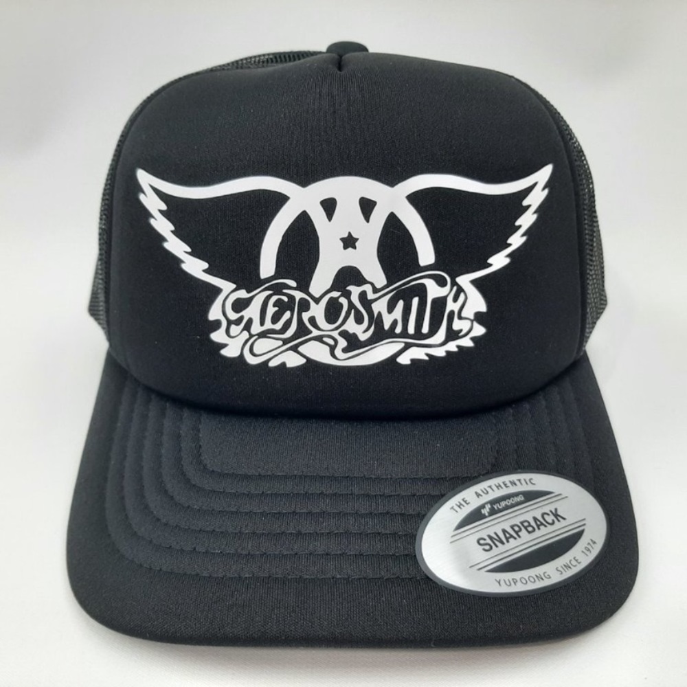 AeroSmith Foam Trucker Mesh Snapback Cap Hat Black new